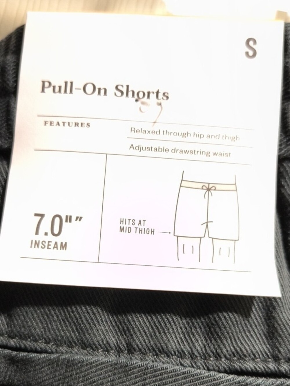 Men's Black Athletic Drawstring Shorts with Cream Tie - Picture 5 of 5
